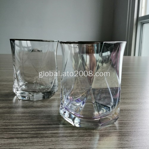 tumblers glass whisky Clear Irregular Tumbler Glass With Gold Rim Factory